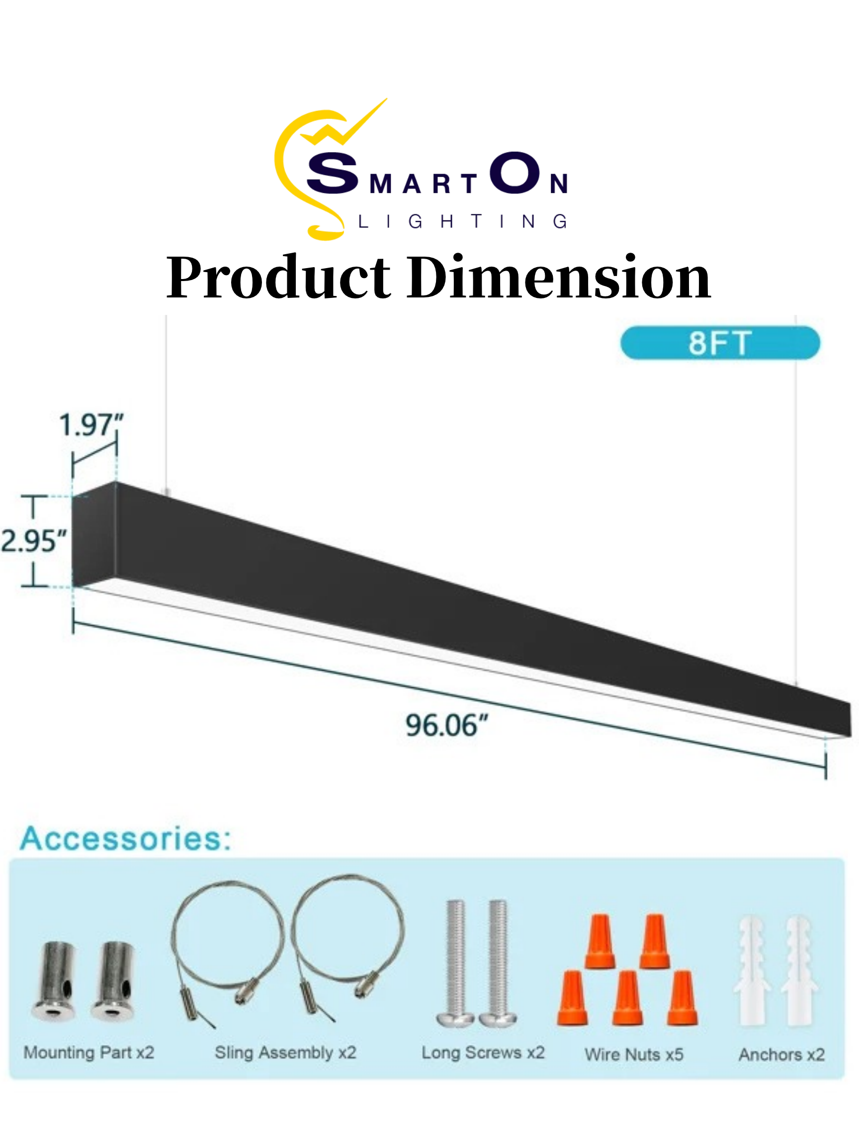 2"/4"/8" Black Up & Down Architectural LED Linear