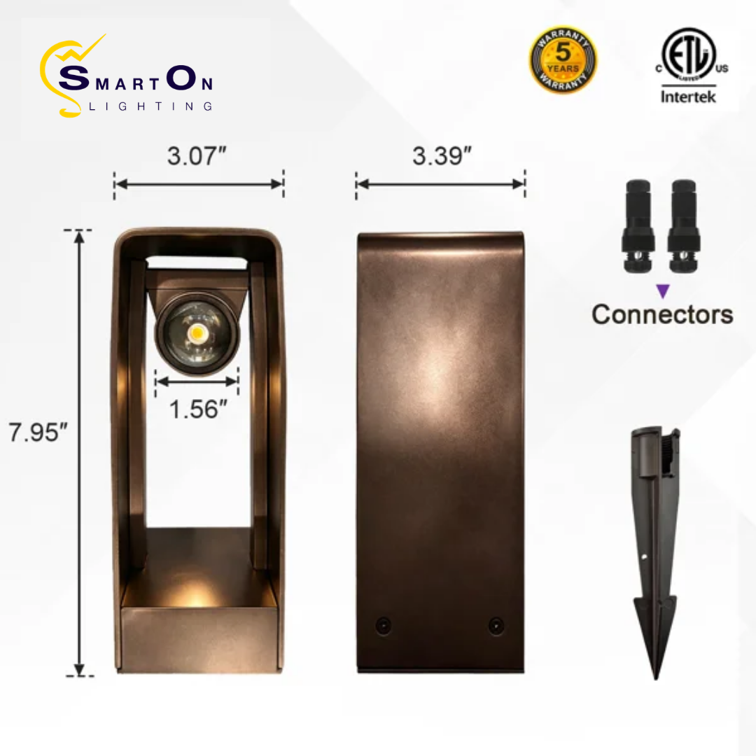 Oil-rubbed Brown Low Voltage Rotatable Pathway Lights, 180° Adjustable Head, 3000K 3W, LED Landscape Lighting for Wet Location, Wired walkway lights for Garden Yard