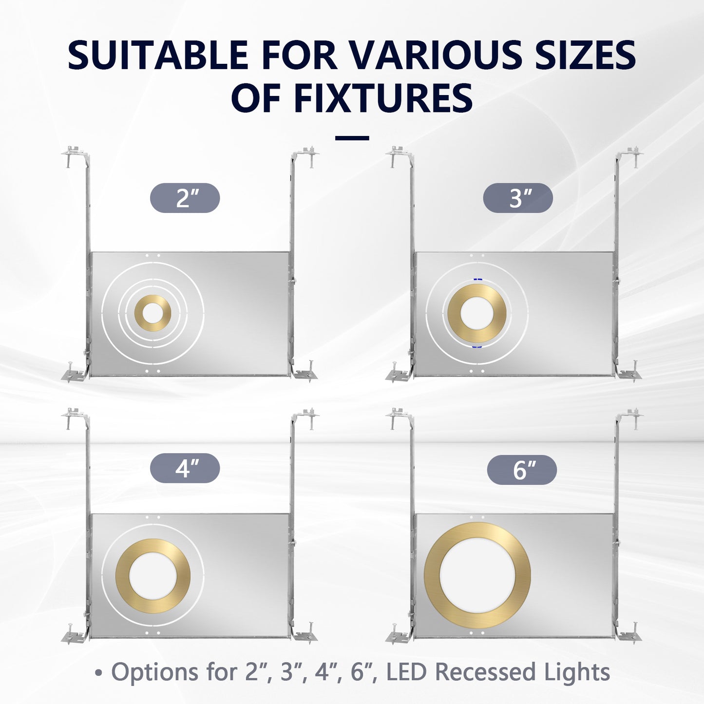 3/4/6Inch New Construction Mount Plate With Hanger Bar For Canless Downlight