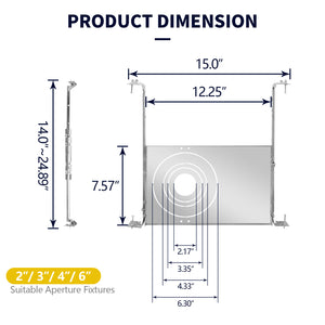 New Construction Mount Plate with Hanger Bar for 3"/4"/6" Canless Recessed Downlight