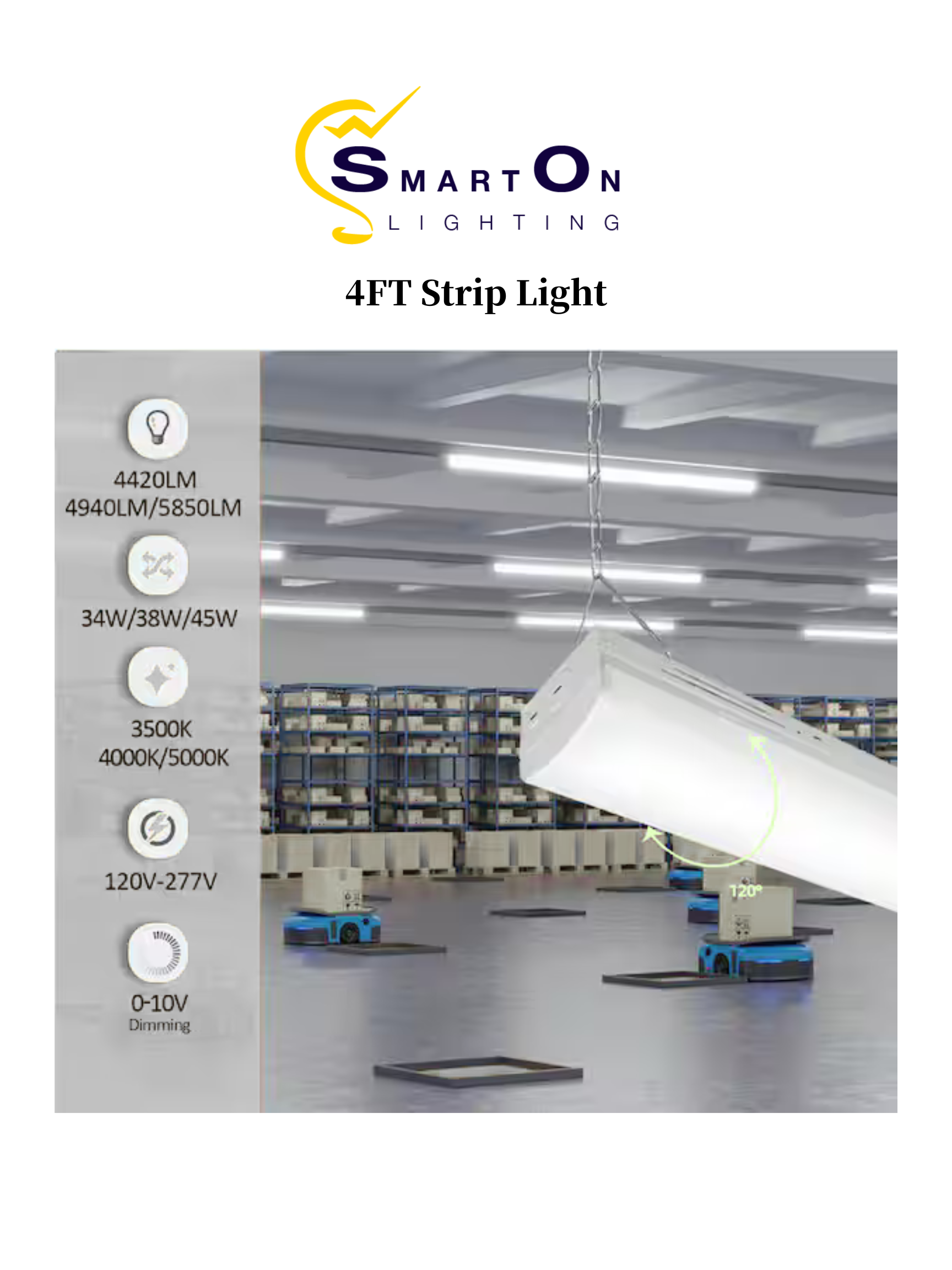 4FT LED Strip Light – 34W/38W/45W