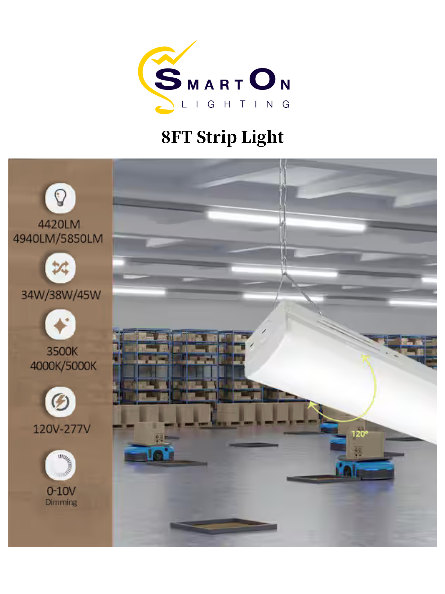 8FT LED Strip Light – 65W/75W/90W | Up to 11,700 Lumens