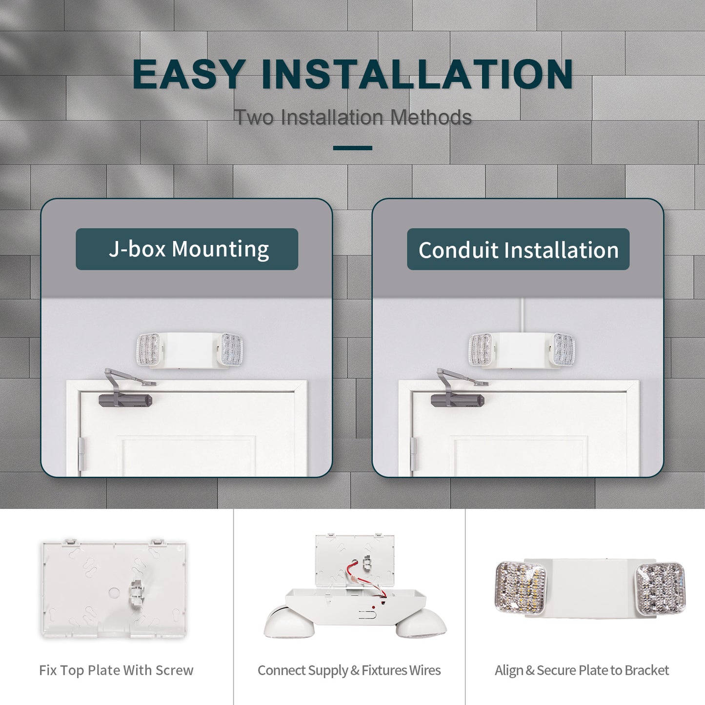 Twin Adjustable Head LED Emergency Light With 90Min Battery Backup