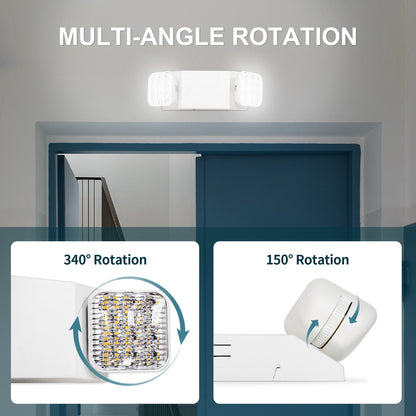 Twin Adjustable Head LED Emergency Light With 90Min Battery Backup