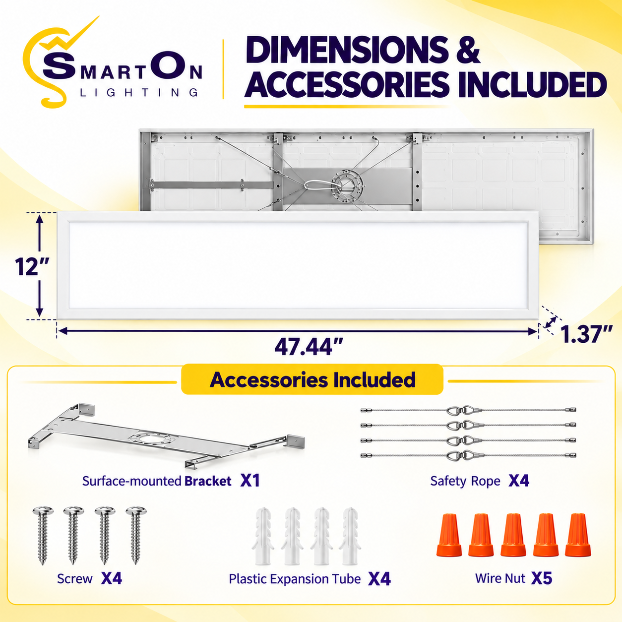 1x4 LED Flat Panel Ceiling Light – 3CCT & Wattage Selectable, 0-10V/Triac Dimmable, Easy Surface Mount with Bracket