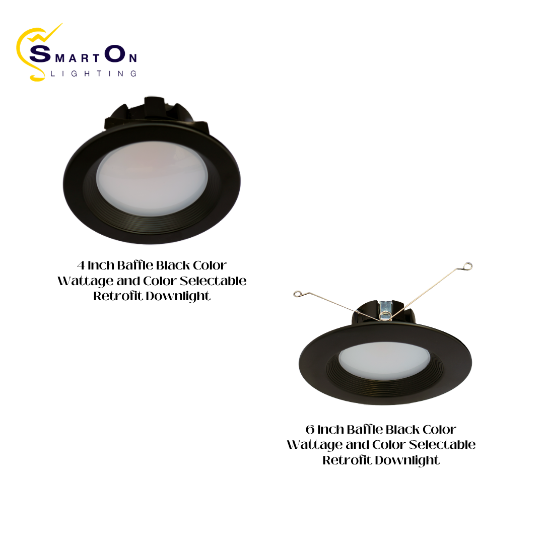 4"/6" Black Smooth Retrofit Downlight – Wattage & Color Selectable