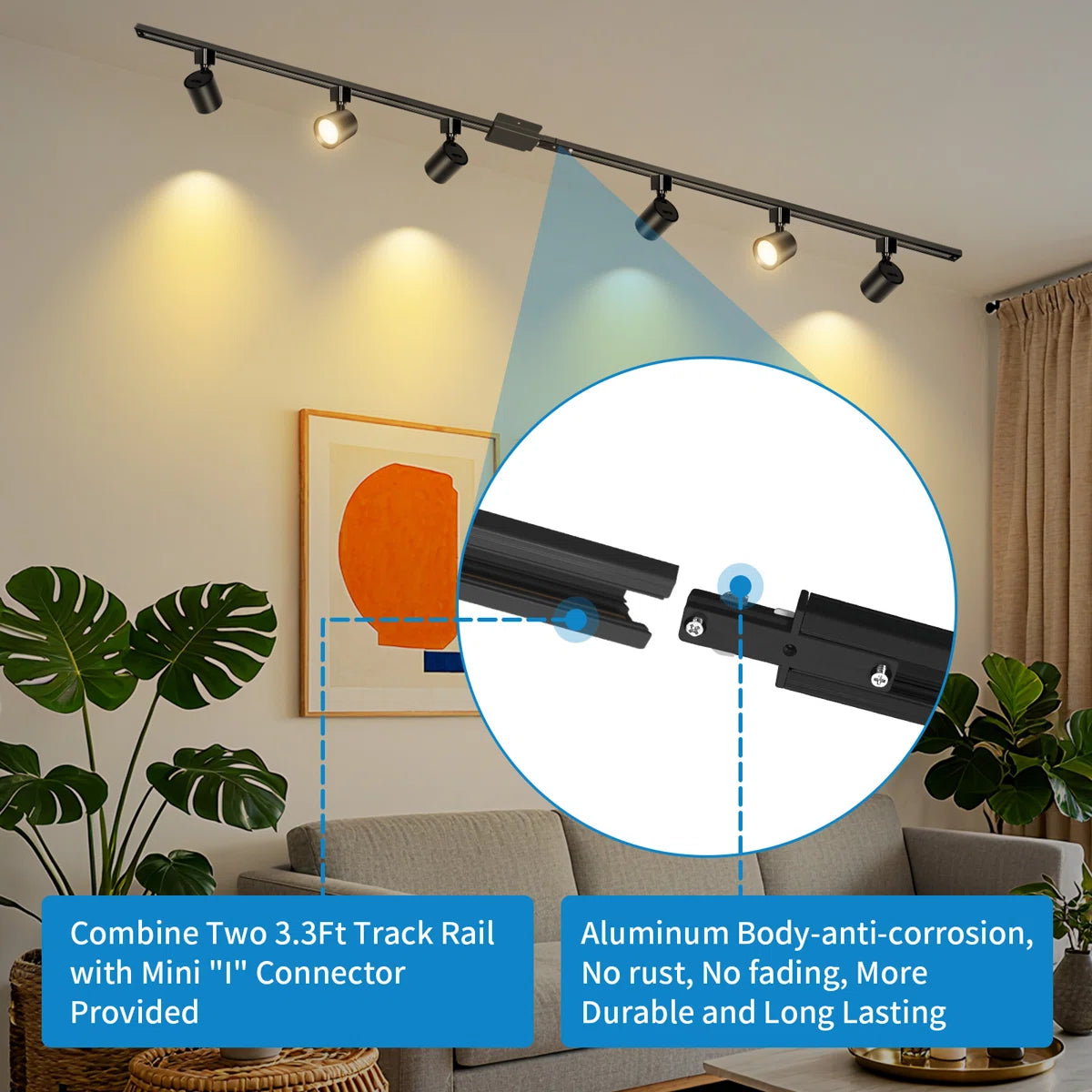 Celling Led Track LED Track Lighting Kit | Adjustable Ceiling Track Light System for Res ...