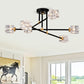 Modern Ceiling Lamp with Light Fixture (6*G9 Bulbs Included),Modern Semi Flush Mount Light Fixture Crystal Chandelier for Dining Room, Bedroom, Living Room--Matte Black +Matte Gold