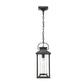 Outdoor Pendant Lights for Porch, Black Exterior Chandelier for Gazebo, Modern Outside Hanging Lanterns Outdoor Ceiling Light Fixture with Ribbed Glass for House Patio, Anti-Rust Waterproof(1 pk)