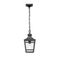 Outdoor Pendant Light E26 Socket, 14.5'' Modern Exterior Hanging Light Fixture with Clear Glass, Farmhouse Black Metal Outside Chandelier for Patio Front Porch Foyer Entryway (1 pack)