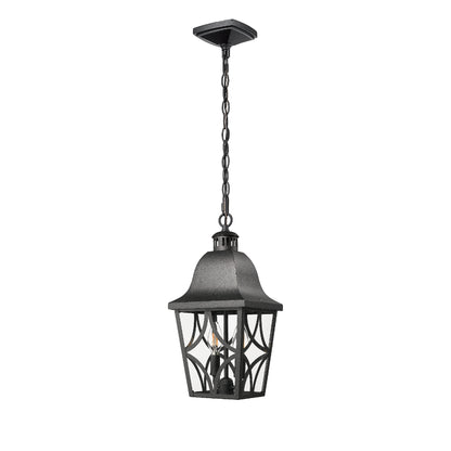 Outdoor Pendant Light Fixture, Modern Black Exterior Hanging Lantern Anti-Rust Metal Hanging Lights with Clear Glass Shade and Adjustable Chain for Porch Foyer Doorway Front Door (1 pack)