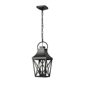 Black Outdoor Pendant Light 2-Light Outside Pendant Hanging Light Fixture Ceiling Mount with Clear Glass Industrial Hanging Cage Chandelier for Porch,Entryway,Doorway,Farmhouse (1 pack)