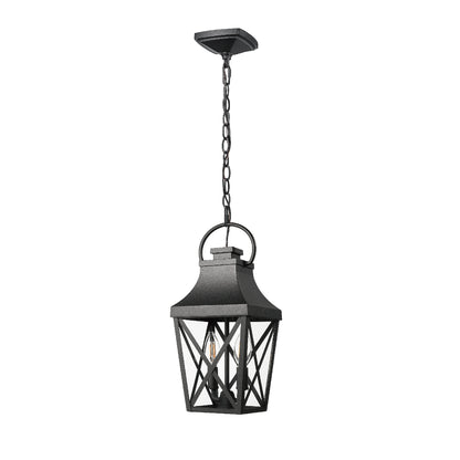 Black Outdoor Pendant Light 2-Light Outside Pendant Hanging Light Fixture Ceiling Mount with Clear Glass Industrial Hanging Cage Chandelier for Porch,Entryway,Doorway,Farmhouse (1 pack)