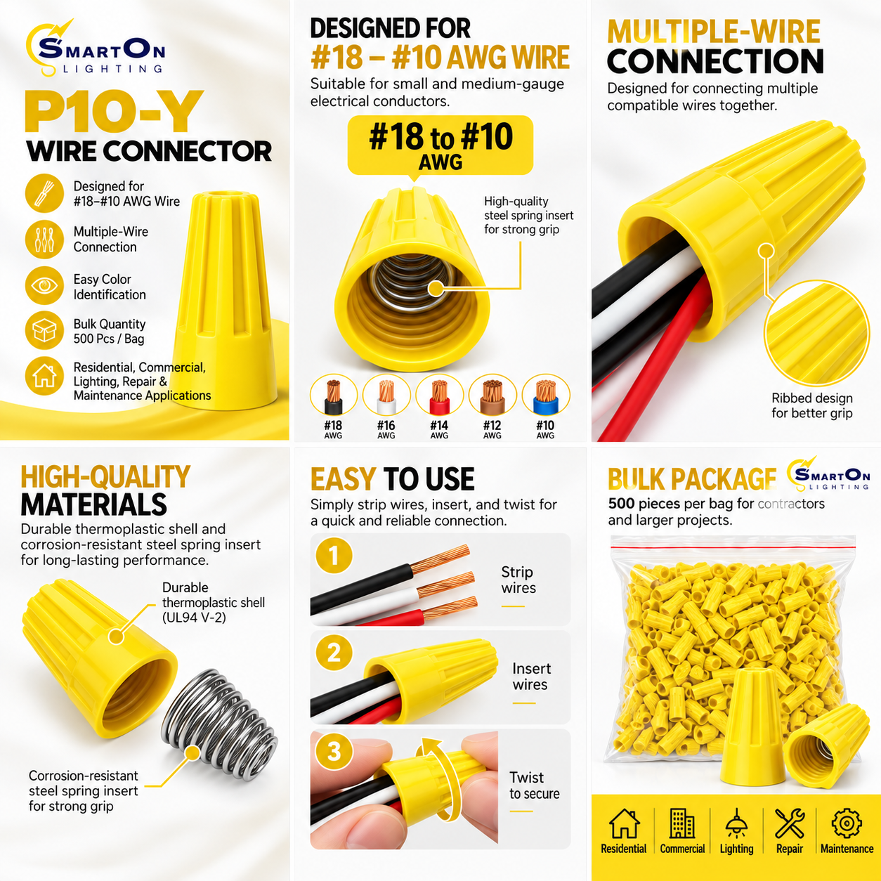 Yellow Terminal Wire Nut MP11V-Yl-500pcs