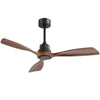 Ceiling Fan Without Light, 3 Solid Wood Blades Outdoor Indoor Ceiling Fan For Living Room  - 48inch Brown