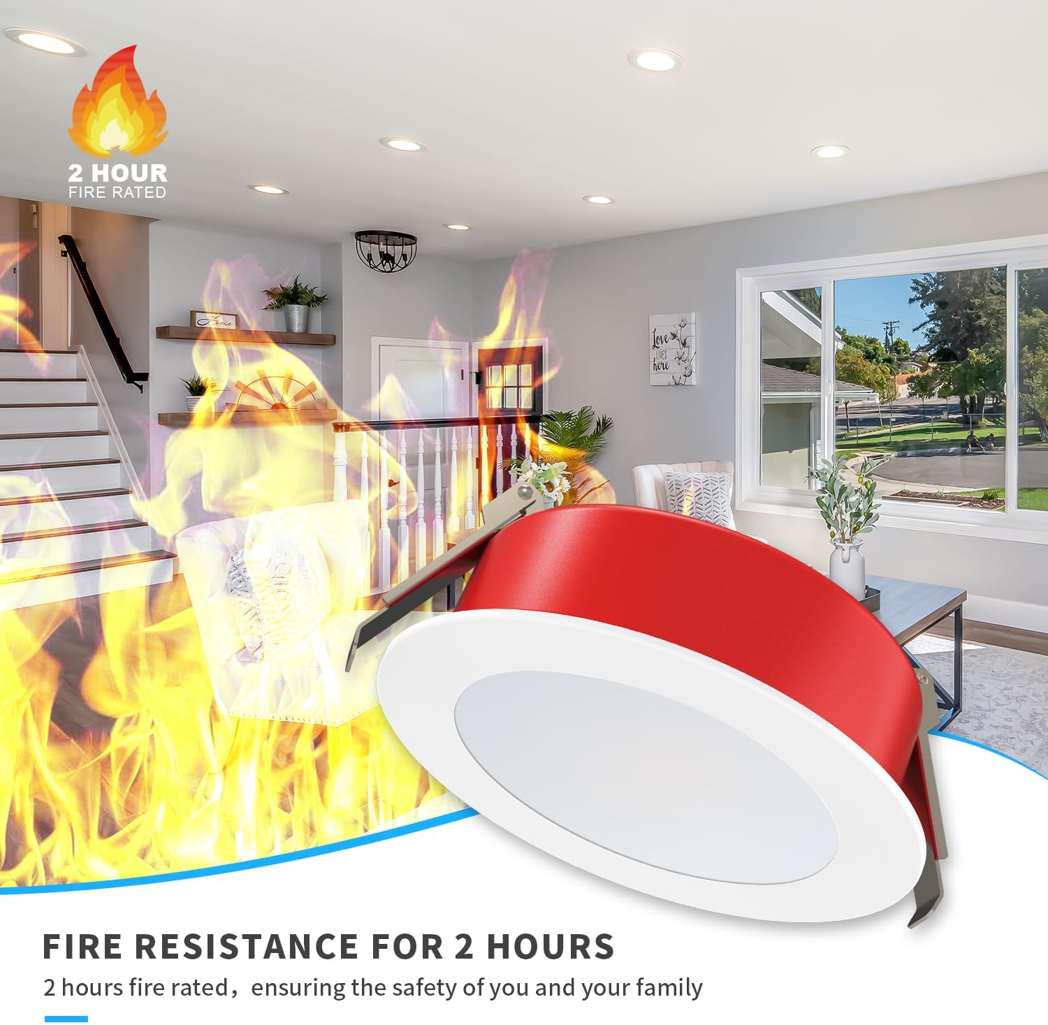 6 Inch Fire Rated Can-less Downlight with Flat/Smooth/ Baffle Trim