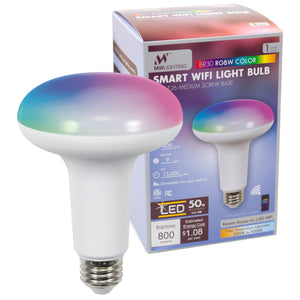 MW Lighting BR30 LED RGBW Smart WIFI Bulb, E26 Screw Base