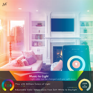 MW Lighting 5 Inch/6 Inch Smart RGB LED WIFI Downlight Retrofit Kits with Baffle Trim