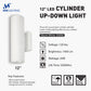 MW Lighting Up & Down LED Cylinder Light Fixture, White/ Black Finish