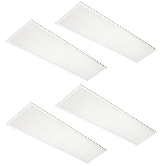 MW Lighting Pack of 4 - LED 1x4ft Edge-lit 3 Wattage Adjustable Panel Light, 20/30/40W, 3 lumen selectable, 3500K, Dimmable