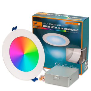 MW Lighting 6 Inch Canless Ultra-Slim Smart RGB LED WIFI Recessed Lighting