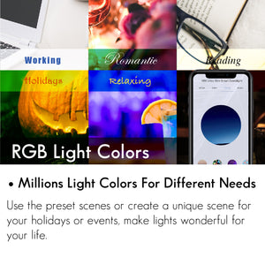 MW Lighting 3pack A19 LED RGBW Smart WIFI Light Bulb, E26 Screw Base
